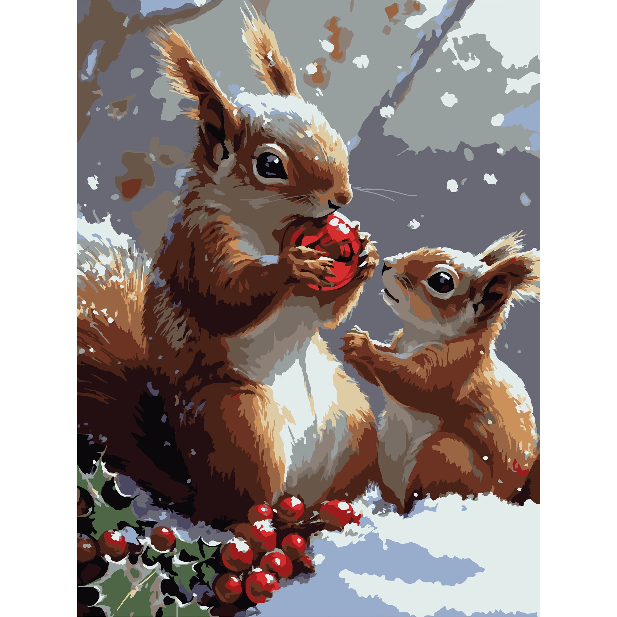 Картина по номерам Зимние белочки (30х40 см), бренду Strateg - KUBIX