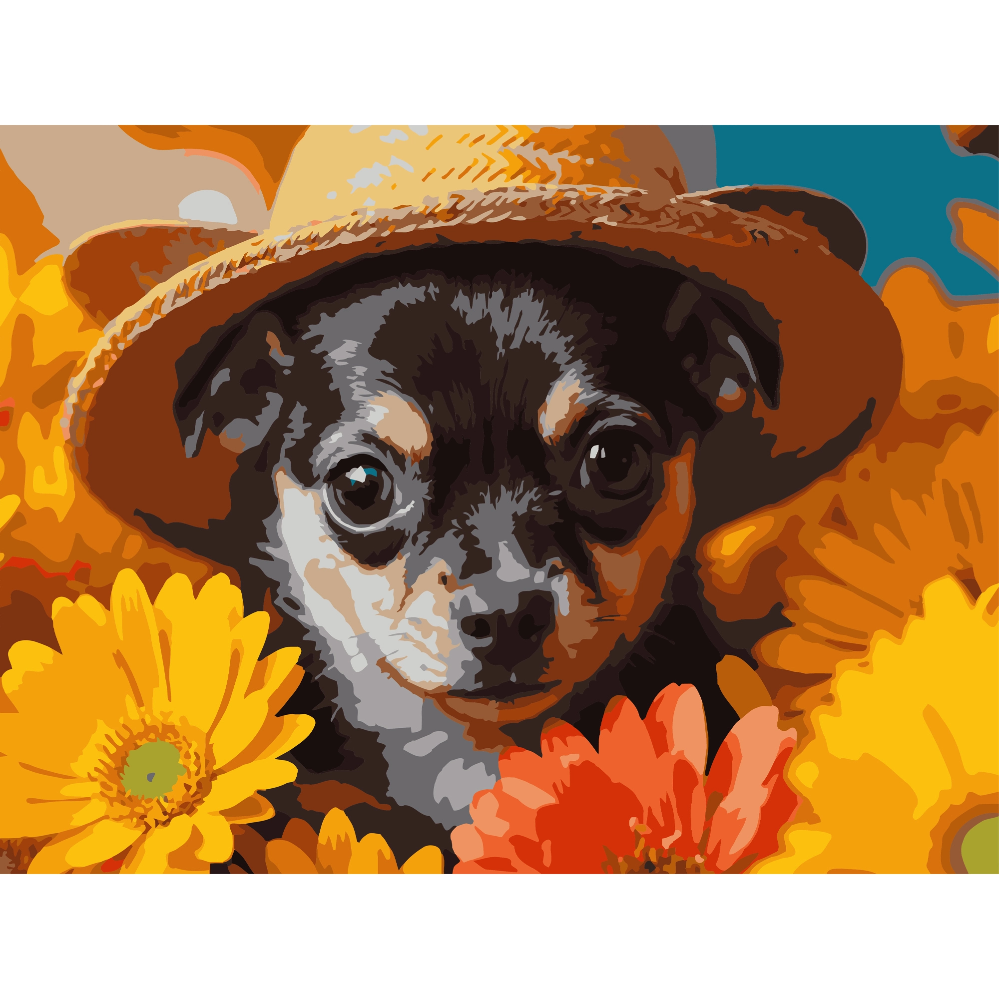 Картина по номерам Собака в соломенной шляпе (30х40 см), бренду Strateg - KUBIX