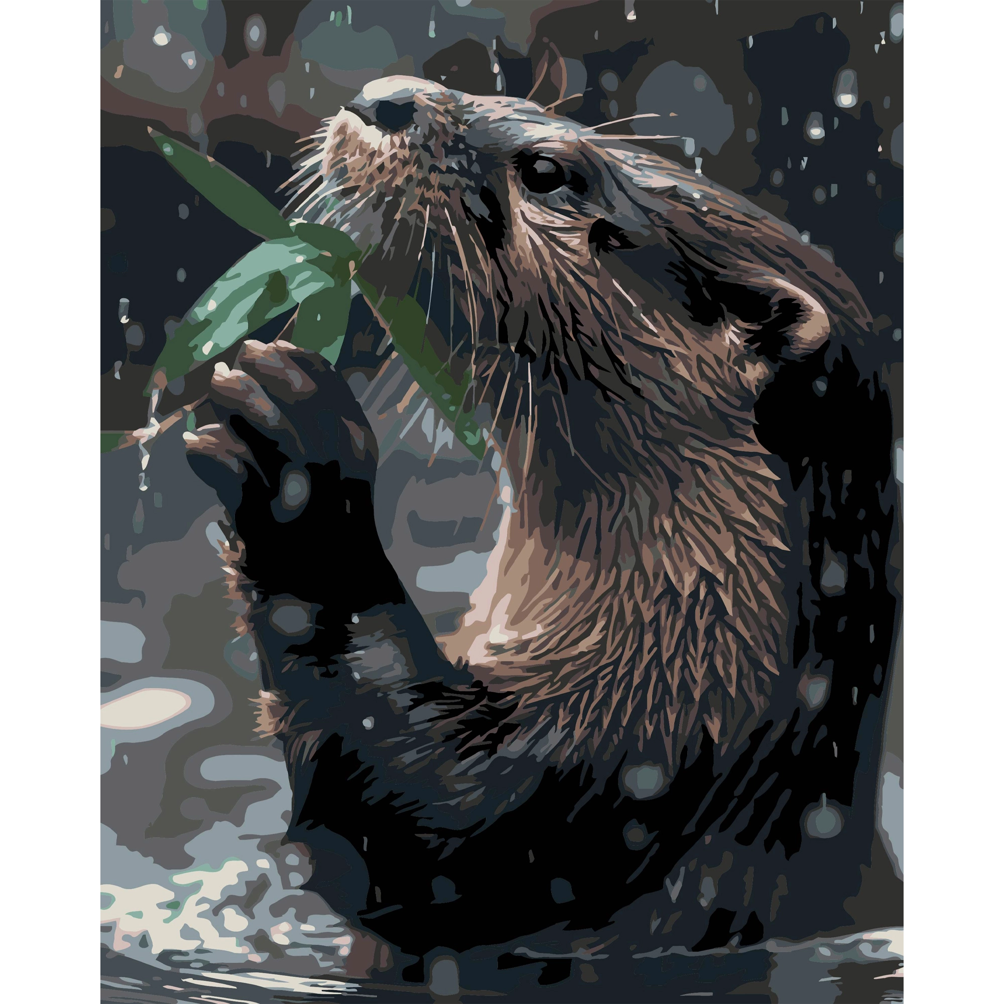 Картина по номерам Выдра с листочком (40х50 см), бренду Strateg - KUBIX