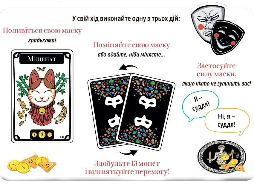 Настільна гра Маскарад (Mascarade 2d edition), бренду Lord of Boards, для 4-12 гравців, час гри < 30хв. - 6 - KUBIX 
