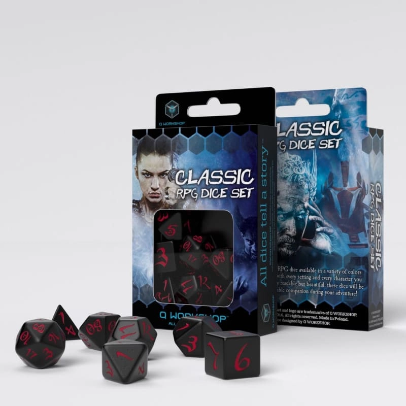 Набор кубиков Classic RPG Black & Red Dice Set (7 шт.), бренду Q-Workshop - KUBIX