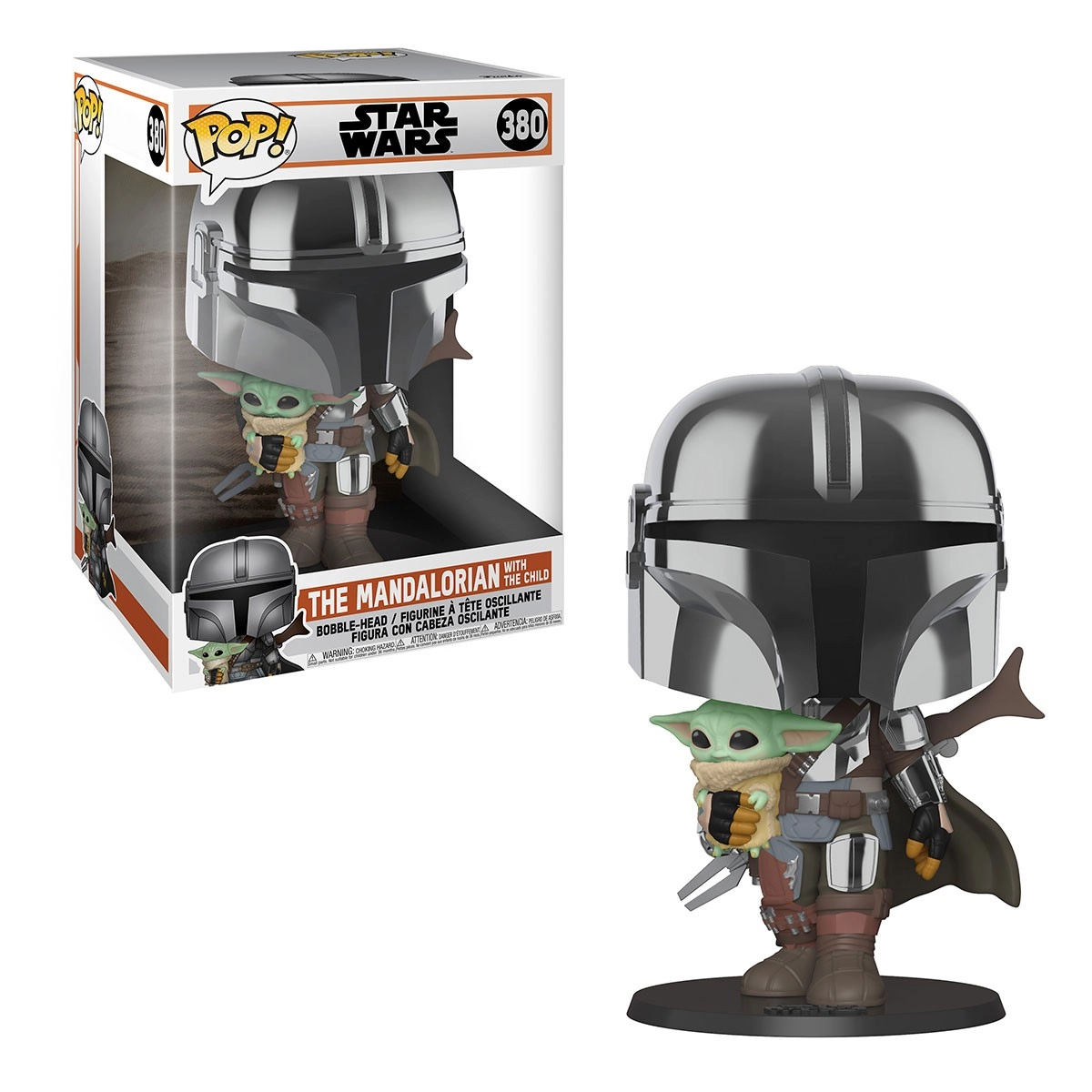 Игровая фигурка Funko Pop! Мандалорец в хроме с малышом (25 см) Star Wars: #380, бренду Funko - 2 - KUBIX 