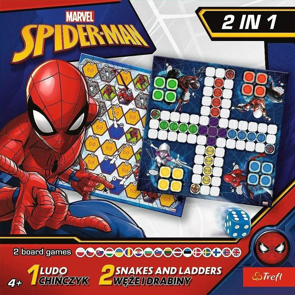 Настольная игра Человек-Паук Marvel: Лудо + Змеи и Лестницы 2 в 1 (Marvel. Spider-Man: Ludo 2 in 1), бренду Trefl, для 1-4 гравців, час гри < 30мин. - 3 - KUBIX 