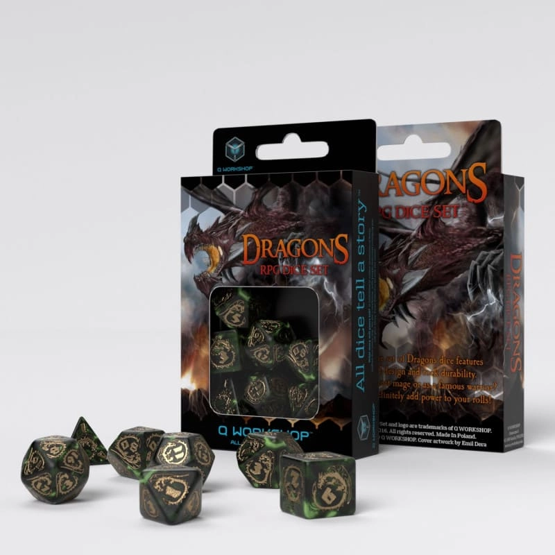 Набір кубиків Dragons Dice Set: Nephrite (7шт.), бренду Q-Workshop - KUBIX