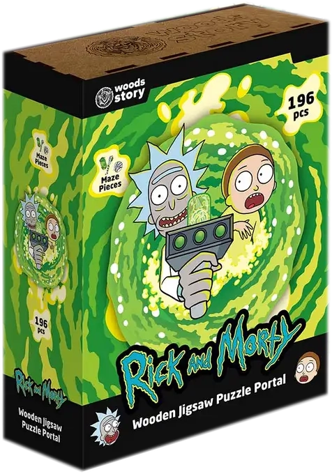 Фигурный деревянный пазл Rick & Morty Портал XL, бренду Woods story - KUBIX