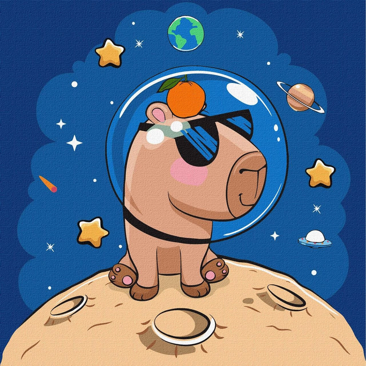 Картина по номерам Капібара в космосі (30х30 см), бренду Ідейка - KUBIX