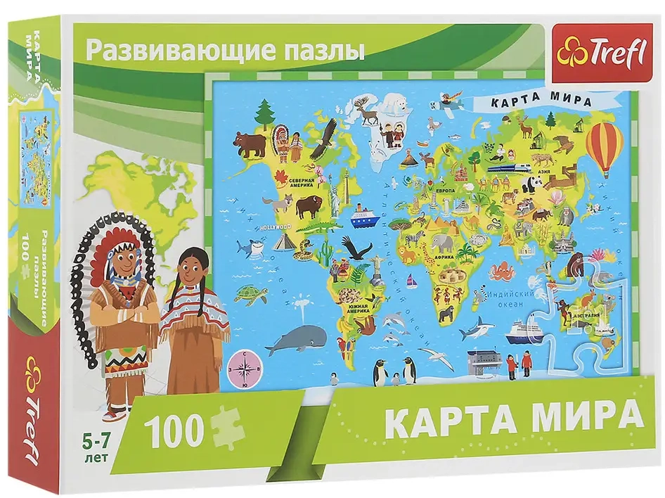 Пазл Карта мира (100 шт.), бренду Trefl - KUBIX