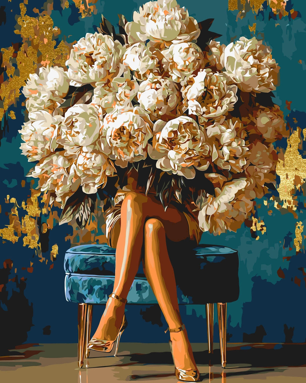 Картина по номерам Дівчина квітка півонії (40х50 см), бренду Origami - KUBIX