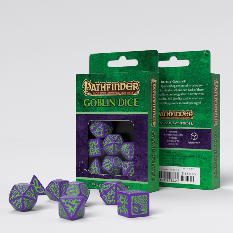Набір кубиків Pathfinder Goblin Purple & green Dice Set (7шт.), бренду Q-Workshop - KUBIX