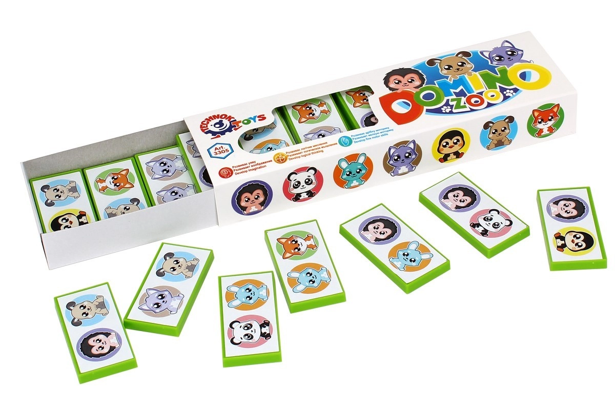 Настольная игра Домино "Зоопарк", бренду TechnoK, для 2-4 гравців - 2 - KUBIX 