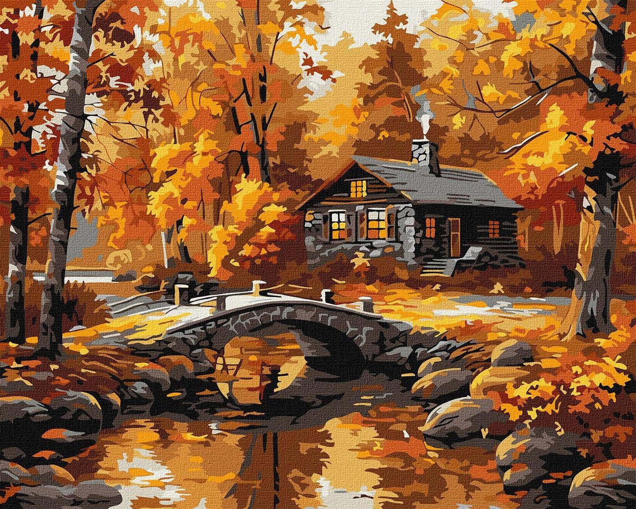 Картина по номерам Будинок біля річки (40х50 см), бренду Ідейка - KUBIX