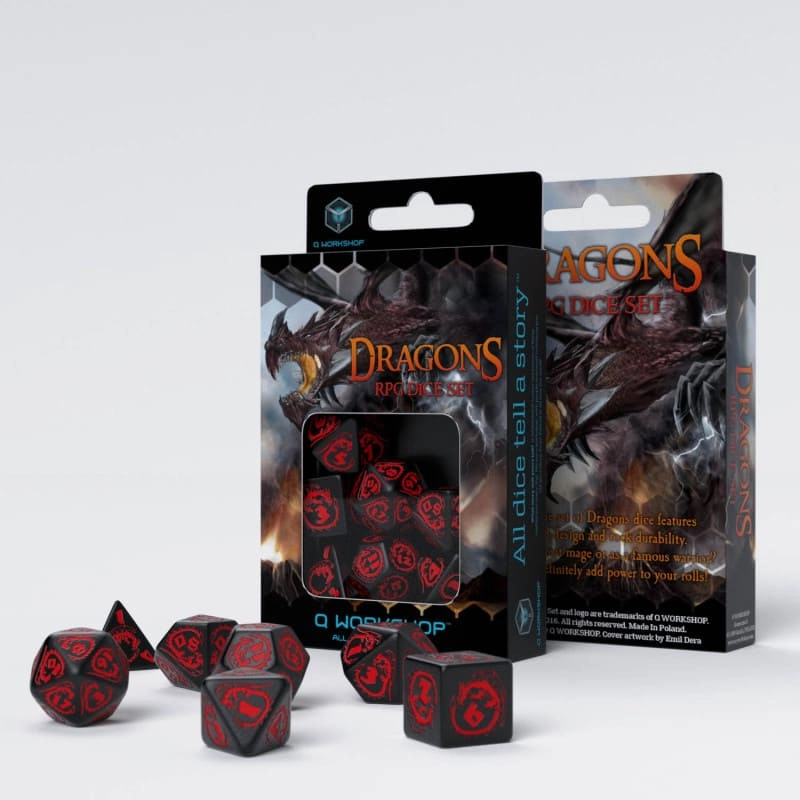 Набор кубиков Dragons Dice Set: Onyx (7 шт.), бренду Q-Workshop - KUBIX