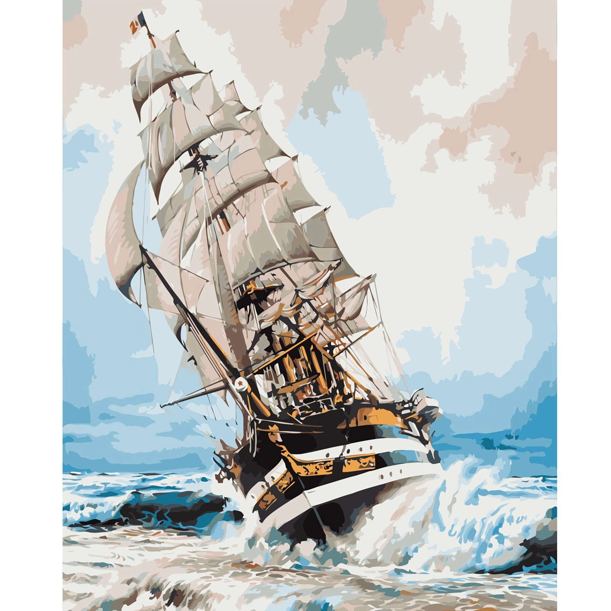 Картина за номерами Корабель на хвилях (40х50 см), бренду Strateg - KUBIX