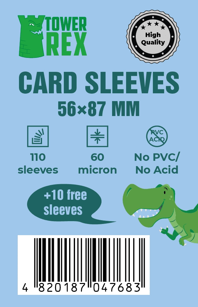 Протектори 60 micron 56*87 (Cards Sleeves 60 micron 56*87), бренду Tower Rex - KUBIX