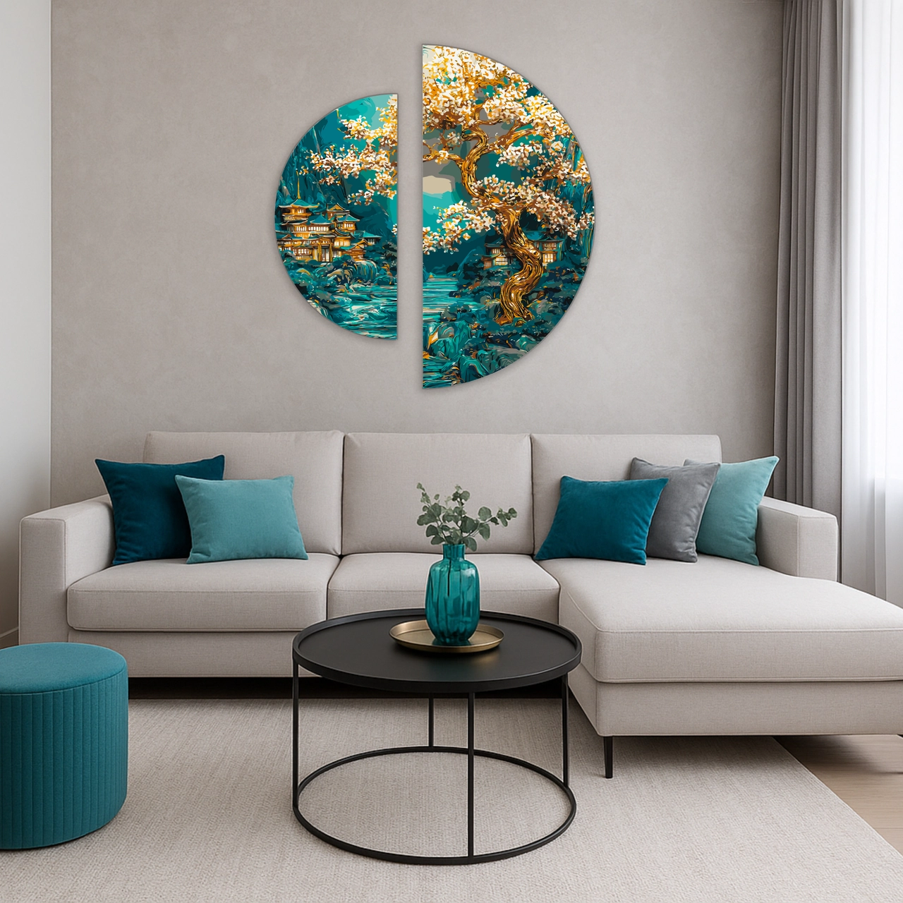 Картина по номерам Спокій японського світанку (напівкруги) (70х70 см), бренду Origami - KUBIX