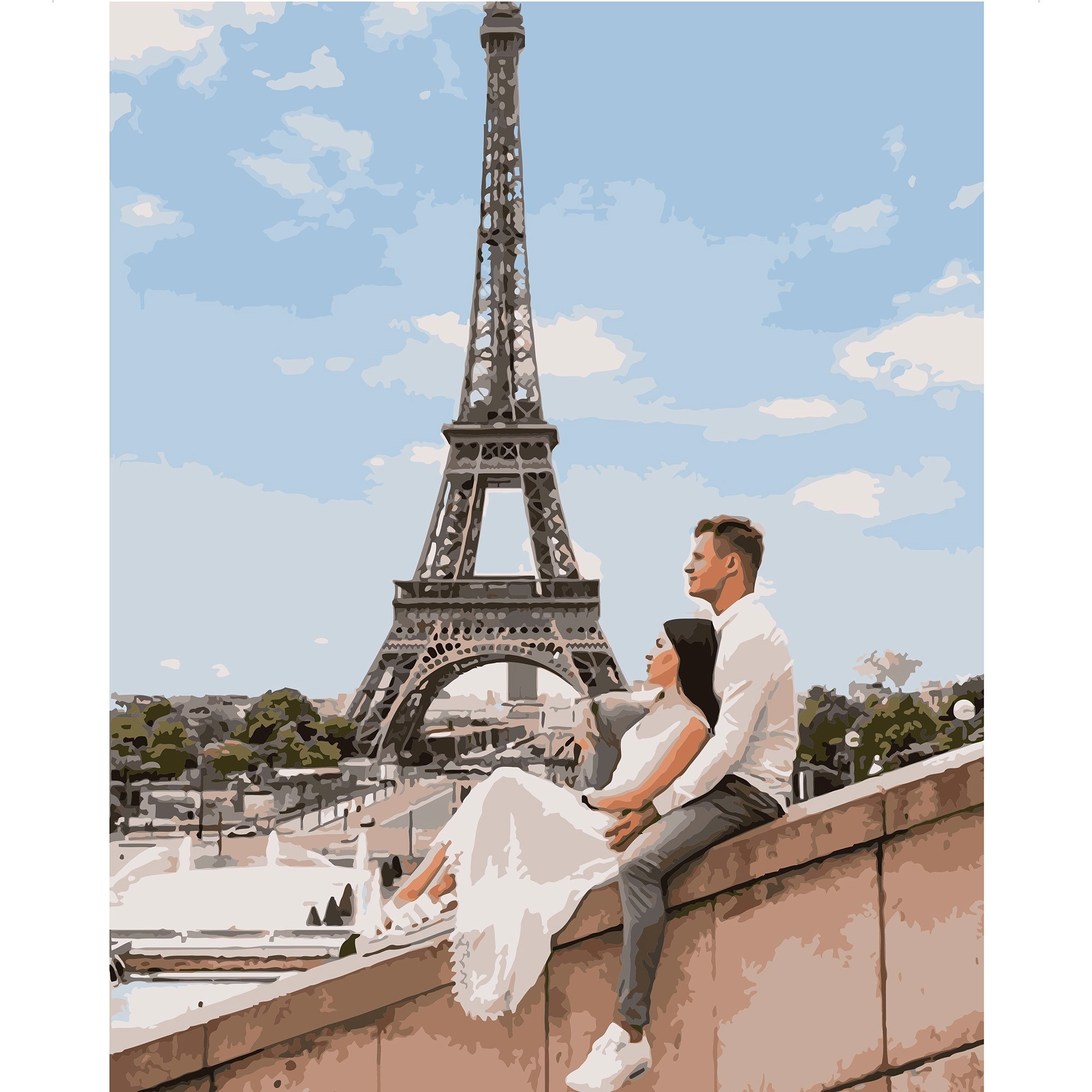 Картина по номерам Закохані біля Ейфелевої вежі (40х50 см), бренду Strateg - KUBIX