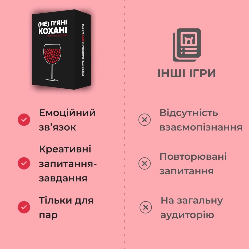 Настільна гра (Не) пʼяні кохані, бренду Memo Games, для 2-2 гравців, час гри < 30хв. - 6 - KUBIX 