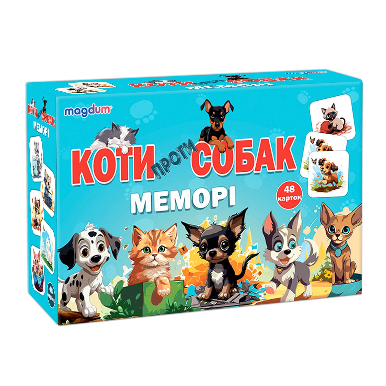 Настольная игра Мемори: Коты против собак, бренду Ludum (Magdum), для 1-2 гравців - KUBIX
