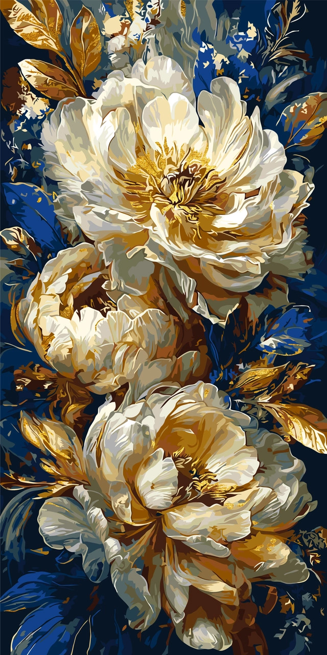 Картина по номерам Розкішні півонії (40х80 см), бренду Origami - KUBIX