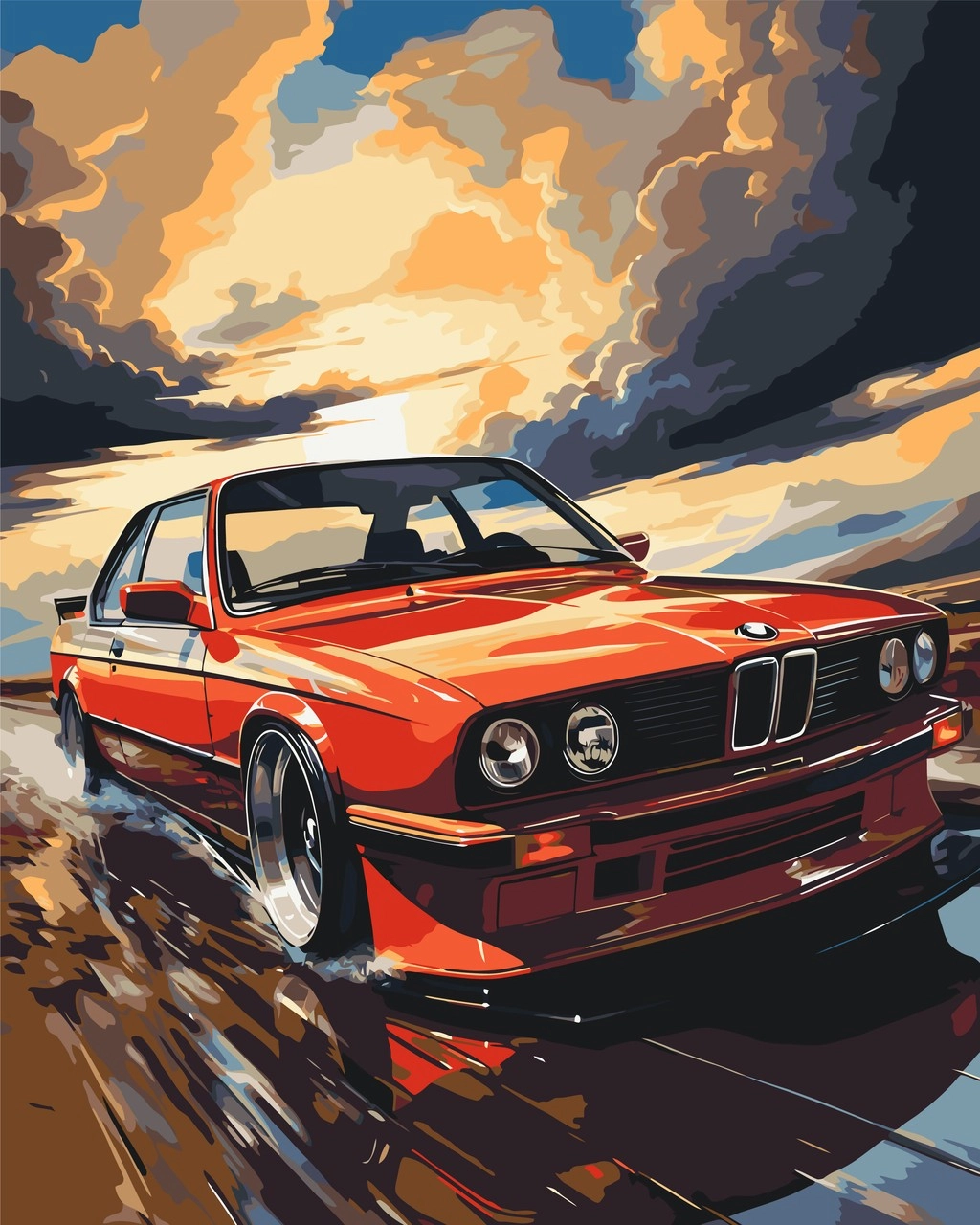 Картина по номерам BMW E34 (40х50 см), бренду Origami - KUBIX