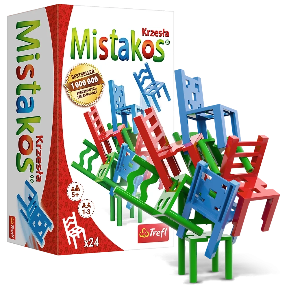 Настольная игра Стульчики для 3-х игроков (Mistakos. Chairs 3), бренду Trefl, для 1-3 гравців, час гри < 30мин. - 2 - KUBIX 