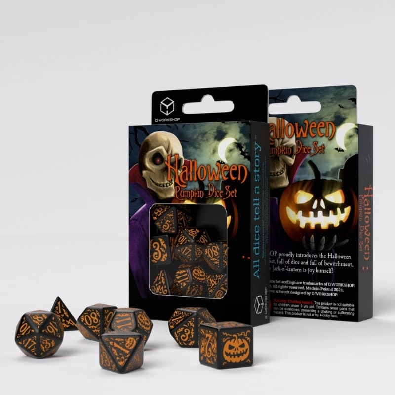 Набір кубиків Halloween Pumpkin Black & orange Dice Set, бренду Q-Workshop - KUBIX