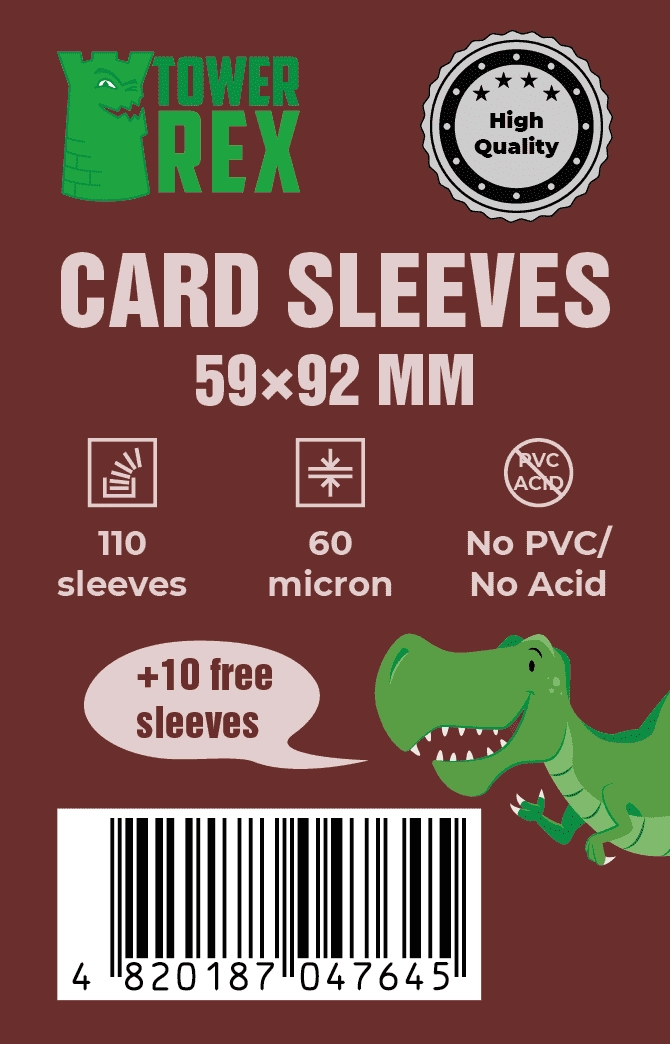 Протектори 60 micron 59*92 (Cards Sleeves 60 micron 59*92), бренду Tower Rex - KUBIX