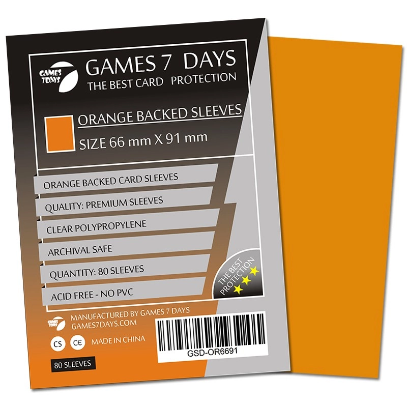 Протекторы Games7Days (66 х 91 мм / 63.5x88 мм) Orange Premium MTG (80 шт), бренду Games 7Days - KUBIX