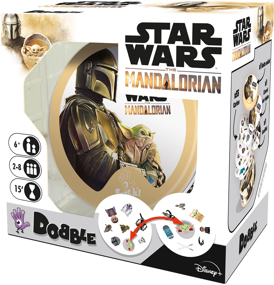 Настольная игра Доббл Мандалорец (Dobble Star Wars The Mandalorian) (FR), бренду Asmodee, для 2-8 гравців, час гри < 30мин. - 6 - KUBIX 