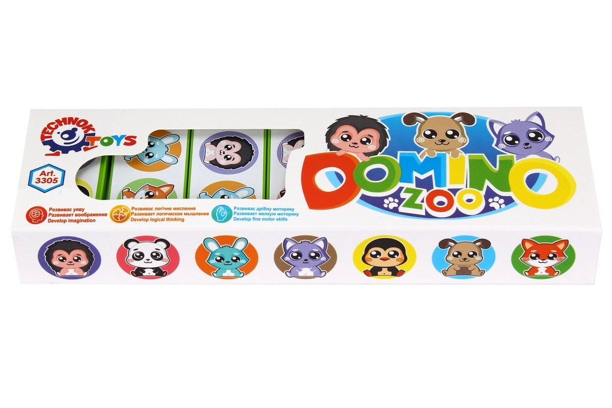 Настольная игра Домино "Зоопарк", бренду TechnoK, для 2-4 гравців - KUBIX