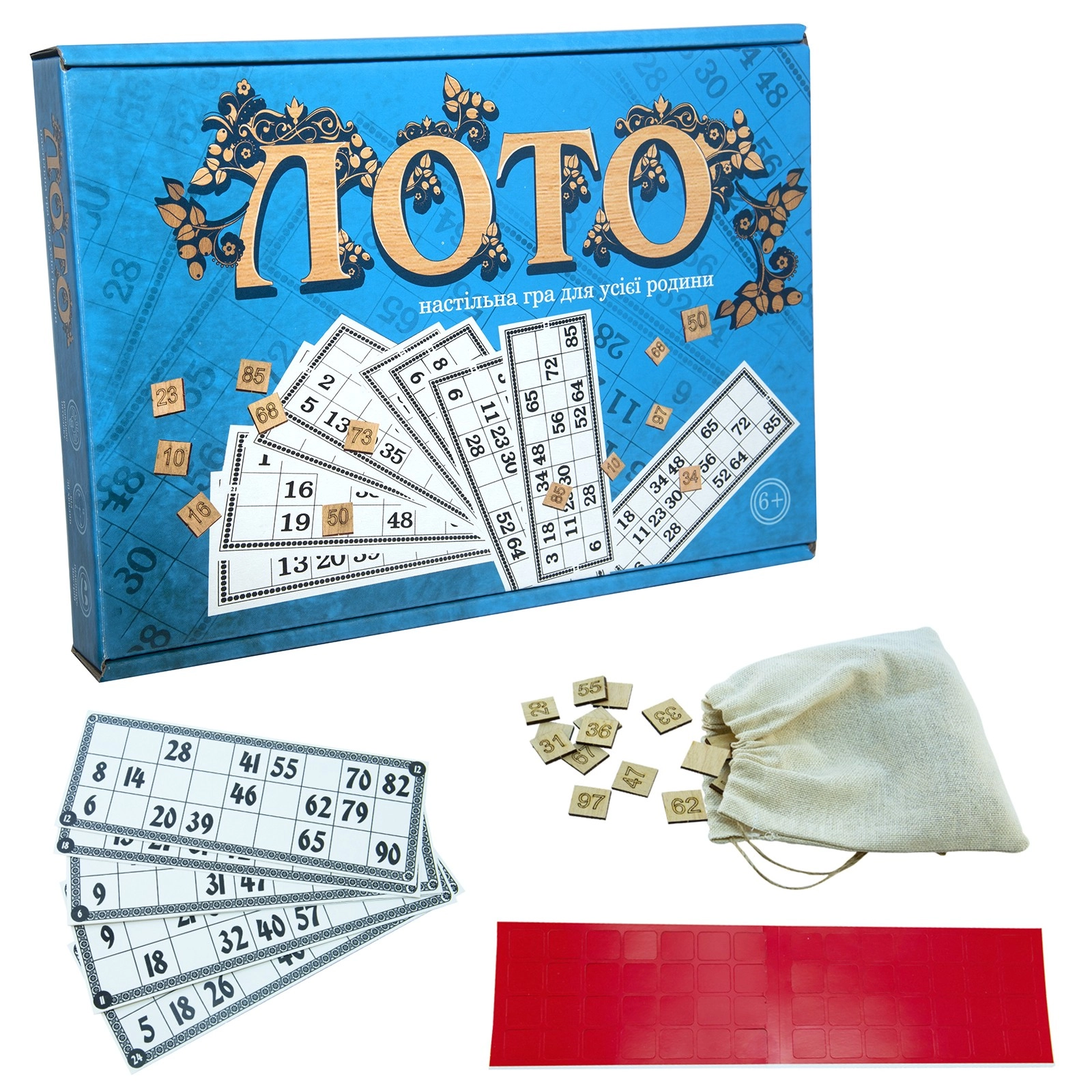 Настольная игра Лото с деревянными фишками (синяя), бренду Strateg, для 2-12 гравців, час гри < 30мин. - 3 - KUBIX 