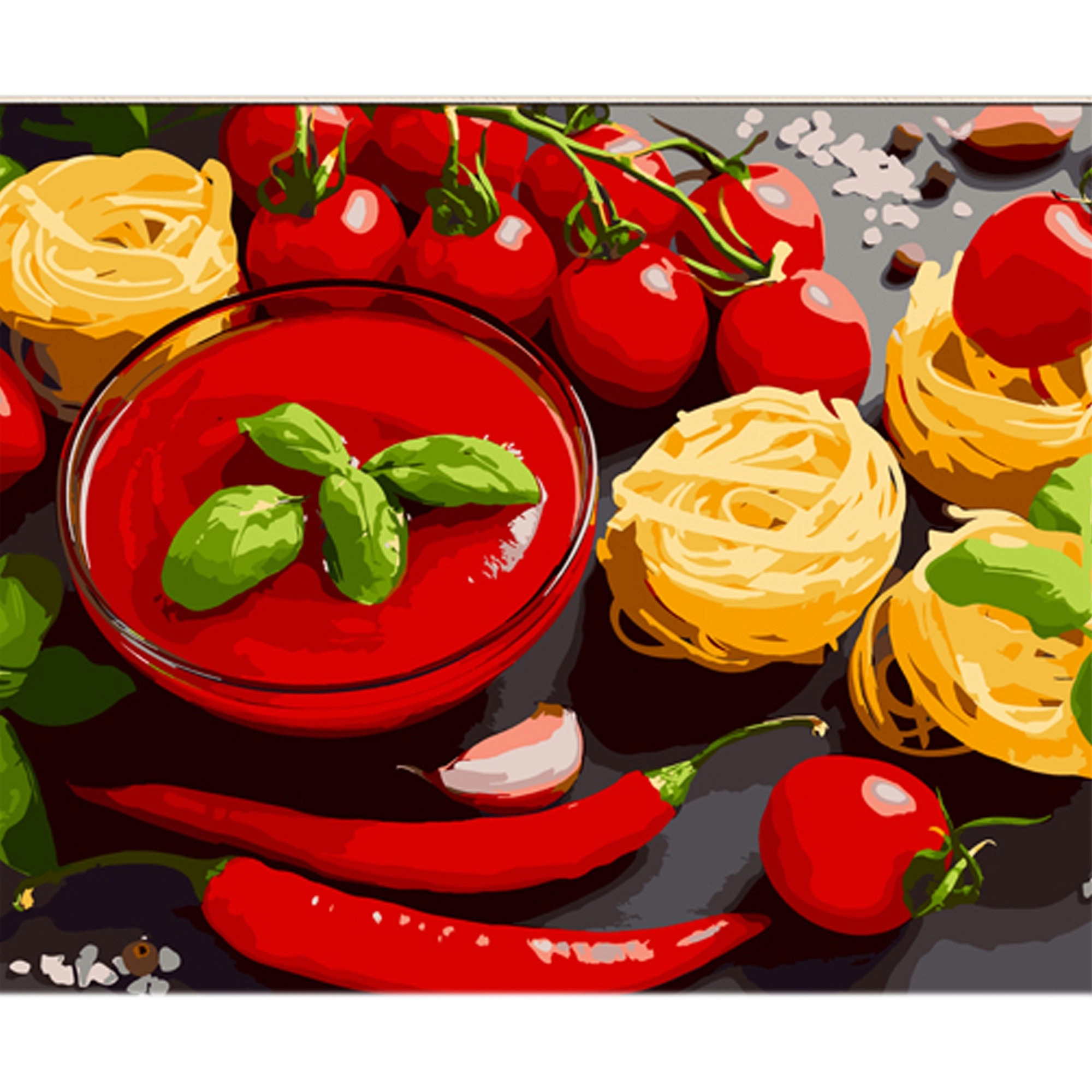 Картина по номерам Pasta с чили и томатами (40х50 см), бренду Strateg - KUBIX