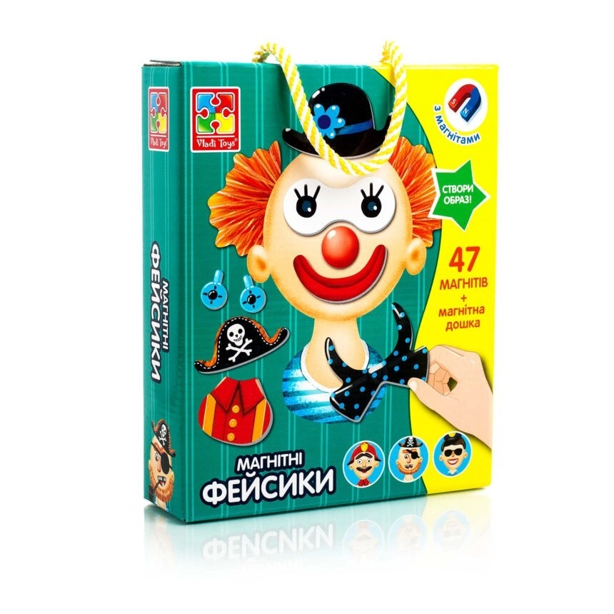 Настольная магнитная игра Фейсики, бренду Vladi Toys, для 1-2 гравців - KUBIX