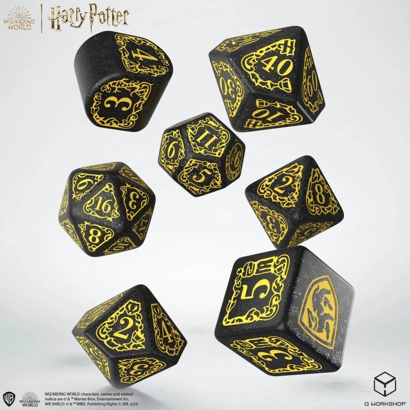 Набор кубиков Harry Potter. Hufflepuff Modern Dice Set - Black - KUBIX