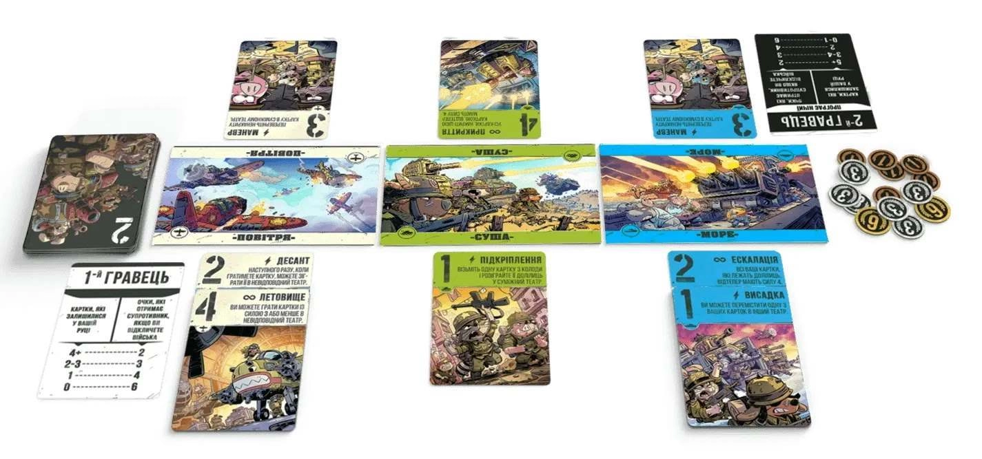 Настольная игра Звери на войне. На всех фронтах (Air, Land, and Sea: Critters at War), бренду Games 7Days, для 2-2 гравців, час гри < 30мин. - 5 - KUBIX 