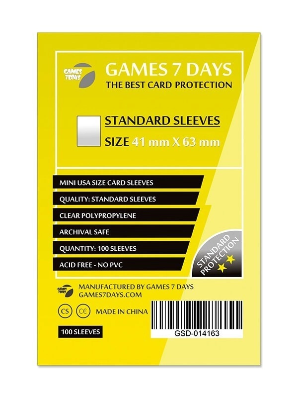 Протекторы Standard Mini USA (100 шт) (41 x 63 мм) , бренду Games 7Days - KUBIX