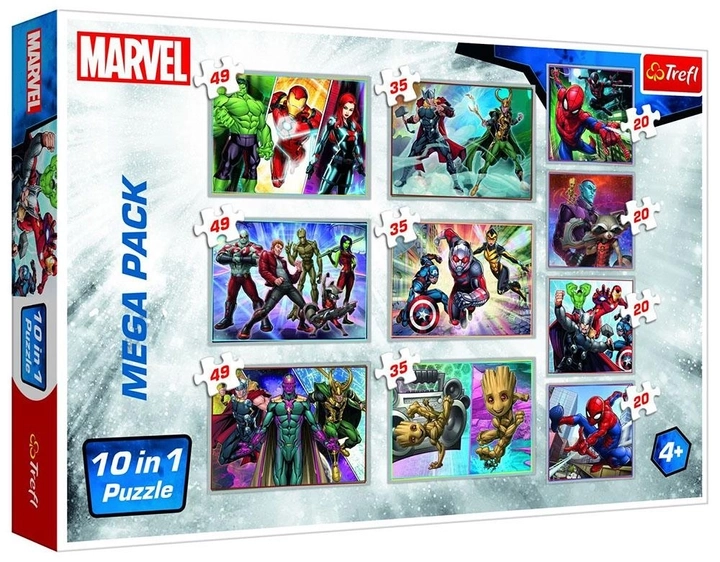 Набор пазлов 10 в 1. Герои Вселенной MARVEL, бренду Trefl - KUBIX