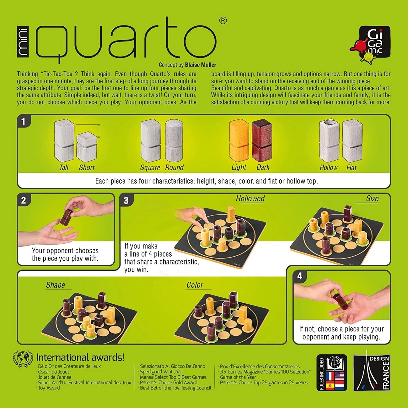 Настільна гра Кварто Міні (QUARTO MINI) (EN), бренду Gigamic, для 2-2 гравців, час гри < 30хв. - 2 - KUBIX 