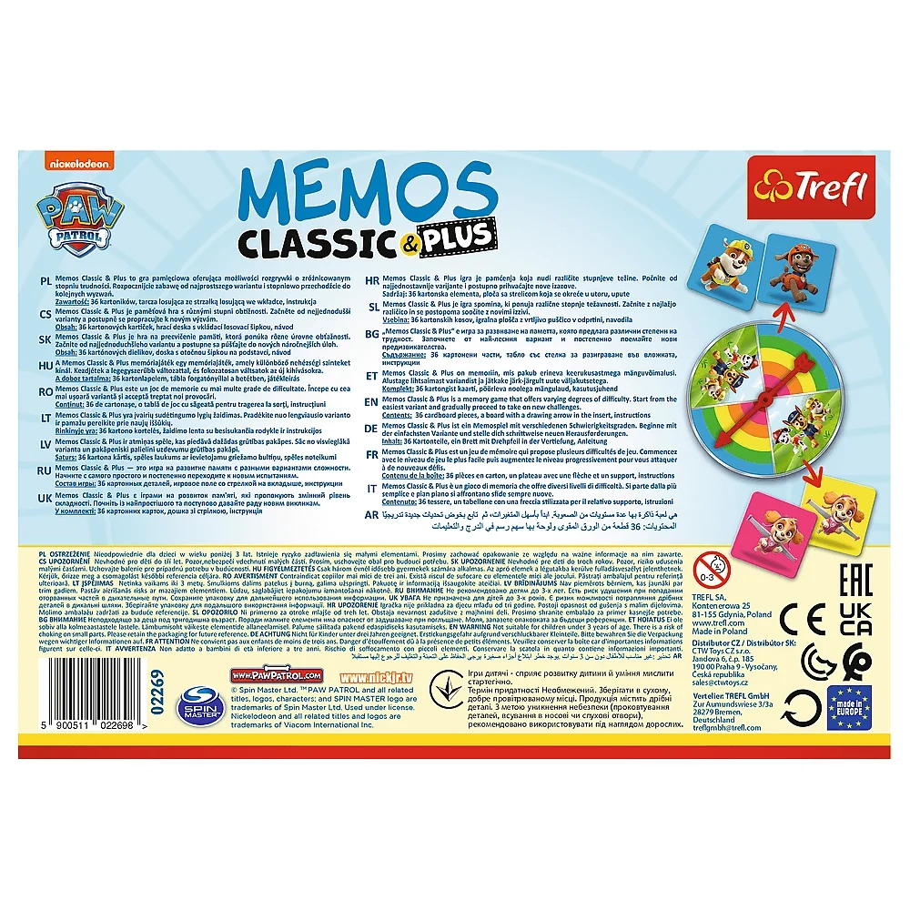 Мемос Классический: Щенячий патруль (Memos Classic&plus Paw Patrol), бренду Trefl, для 1-2 гравців - 2 - KUBIX 