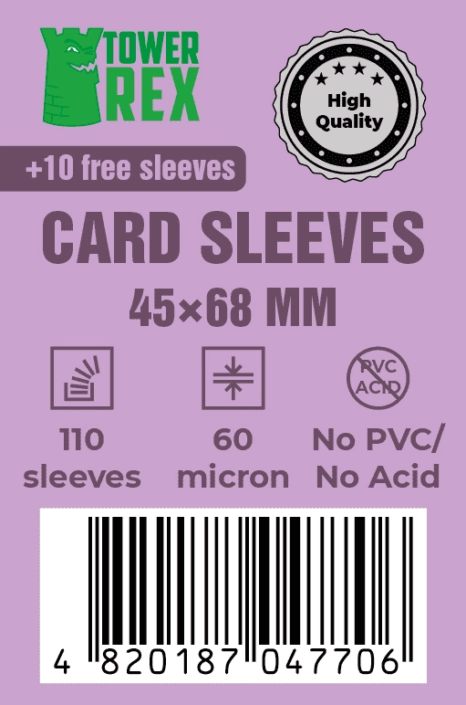 Протектори 60 micron 45*68 (Cards Sleeves 60 micron 44*68), бренду Tower Rex - KUBIX