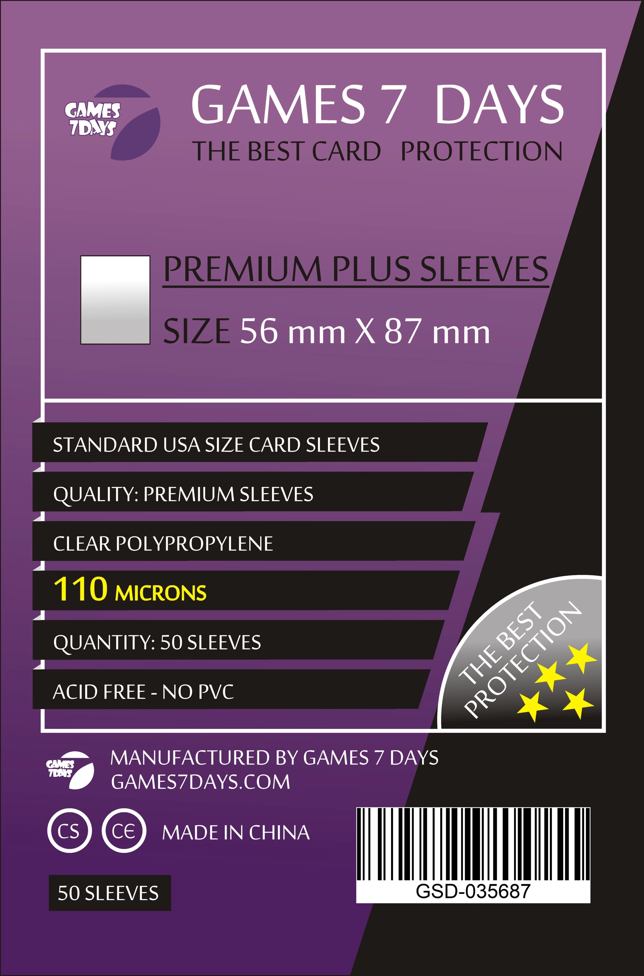 Протектори Games7Days (56 x 87 мм) Premium Plus USA (50 шт), бренду Games 7Days - KUBIX