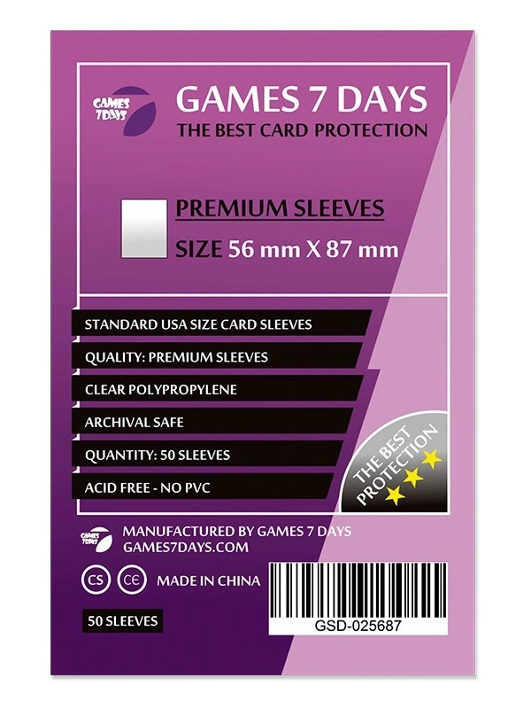 Протектори Premium USA (50 шт) (56 x 87 мм) , бренду Games 7Days - KUBIX