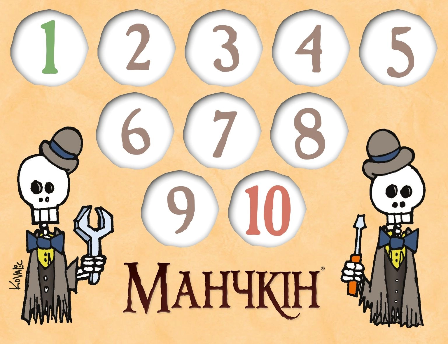 Настольная игра Манчкин. Набор счётчиков уровней, бренду Третья Планета - 10 - KUBIX 