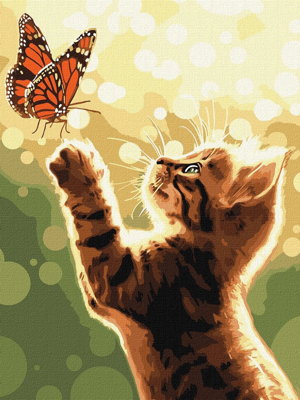 Картина по номерам Кіт та метелик (30х40 см), бренду Ідейка - KUBIX