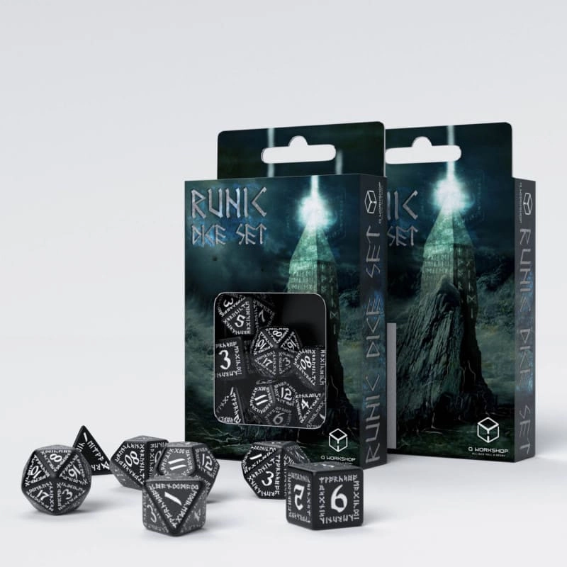 Набір кубиків Runic Black & white Dice Set, бренду Q-Workshop - KUBIX