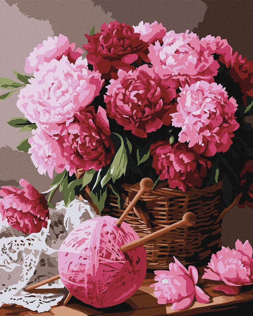 Картина по номерам Букет рожевих півоній (40х50 см), бренду Ідейка - KUBIX