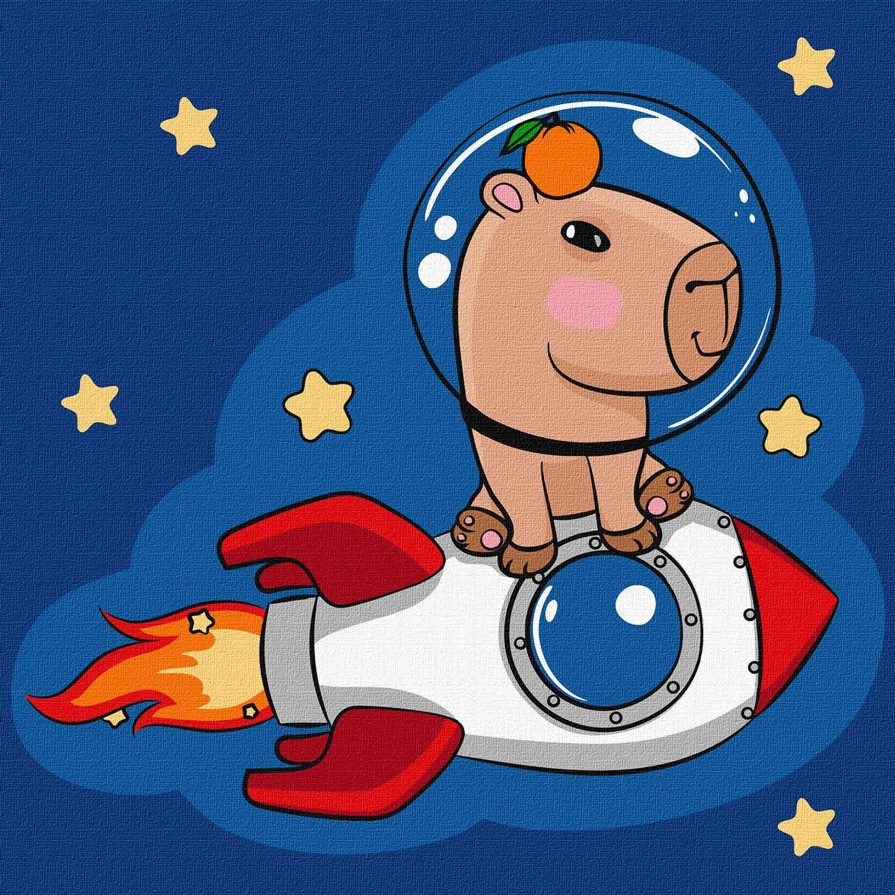 Картина по номерам Капібара на ракеті (30х30 см), бренду Ідейка - KUBIX