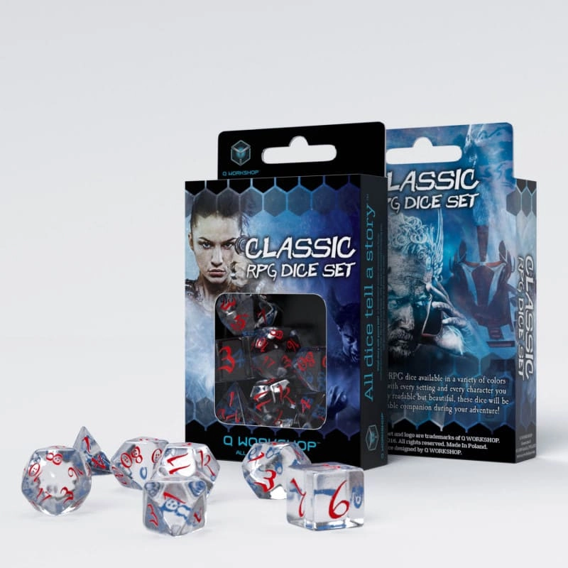 Набір кубиків Classic RPG Translucent Blue & red Dice Set (7шт.), бренду Q-Workshop - KUBIX