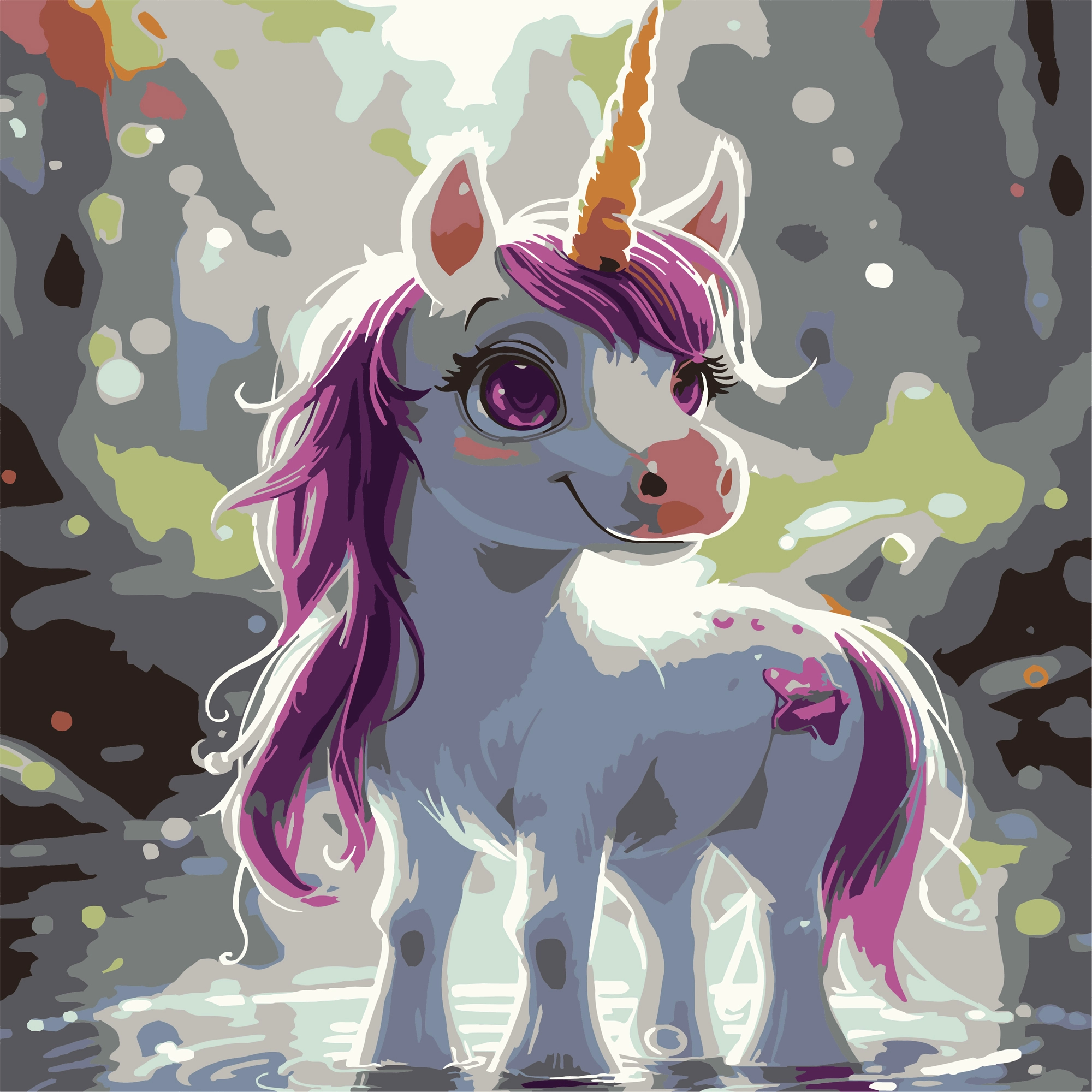 Картина по номерам Единорог в лесу (30х30 см), бренду Strateg - KUBIX