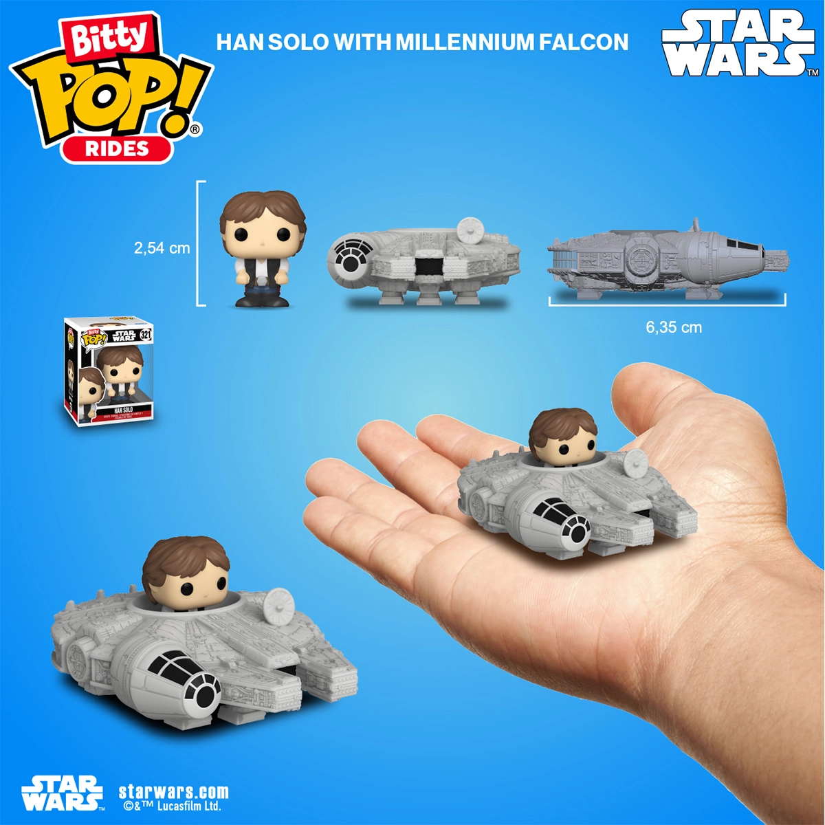 Игровая фигурка Bitty Pop! Хан Соло и Тысячелетний сокол (Rides: Han Solo and The Millennium Falcon), бренду Funko - 3 - KUBIX 